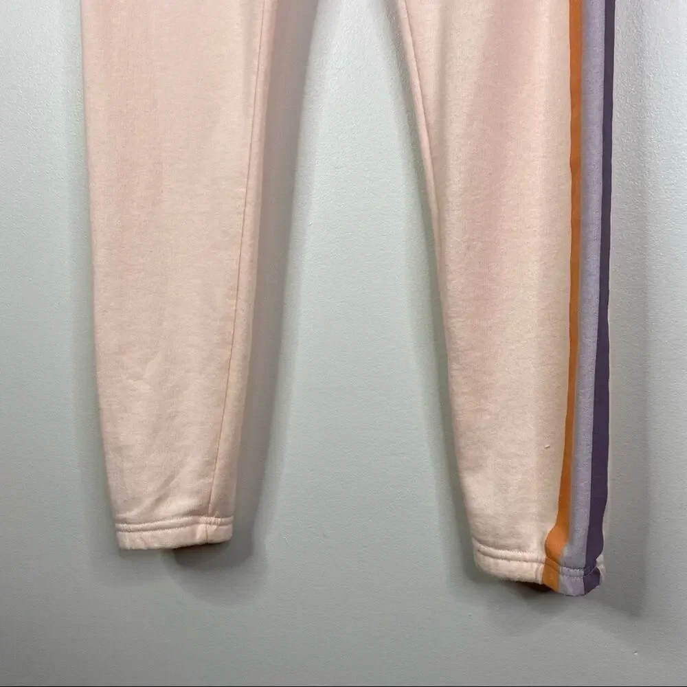 Wildfox Striped Love Life Jack Jogger Pant in Pink Grapefruit NWT Women's Small